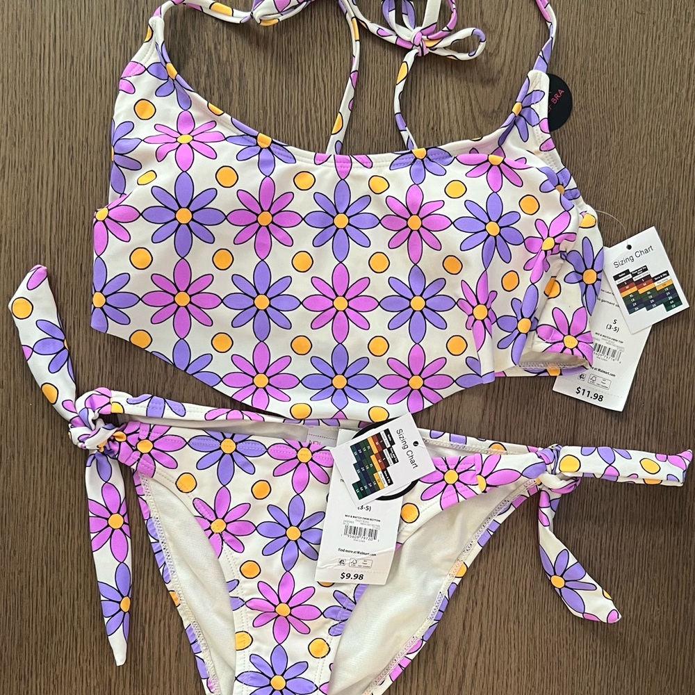 No Boundaries Floral Bikini Set with Purple and Yellow Flowers